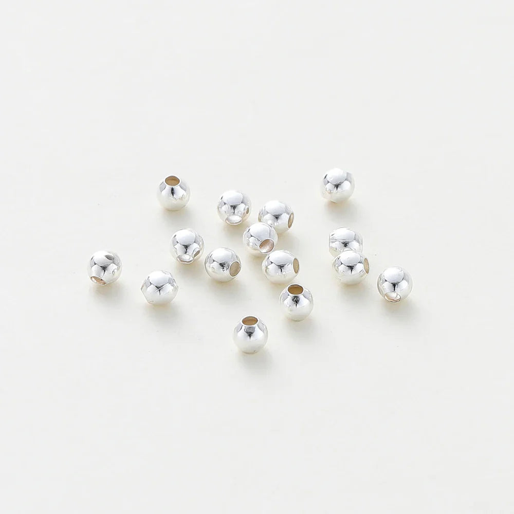 30-100Pcs 14K/18K Gold Color Plated Brass 2/2.5/3/4/5/6mm Spacer Beads for Jewelry Making Beads Accessories Findings Wholesale