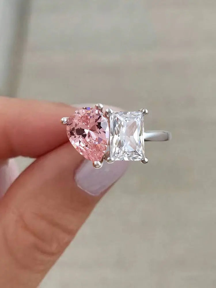 925 Sterling Silve Fashion Delicate Sweet Pink Zircon Ring For Women Anniversary Luxury Personalized High Quality Fine Jewelry