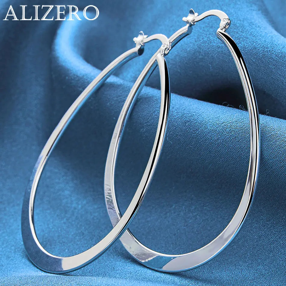 ALIZERO 925 Sterling Silver Earrings Simple Round Circle Hoop Earrings For Woman Fashion Wedding Engagement Charm Jewelry Gifts