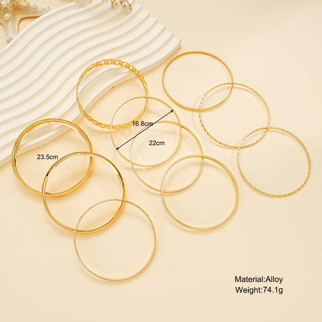 10 Pcs Punk Trendy Multilayer Bracelets Set for Women Elegant Delicate Twist Sparkling Adjustable Bangles Jewelry Couples Gifts