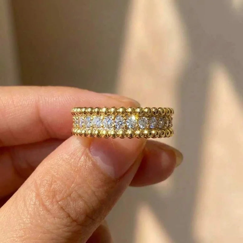 925 Sterling Silver Trendy Simple Rings for Lady Shiny Cubic Zirconia Exquisite Finger Accessories Charms Party Fine Jewelry
