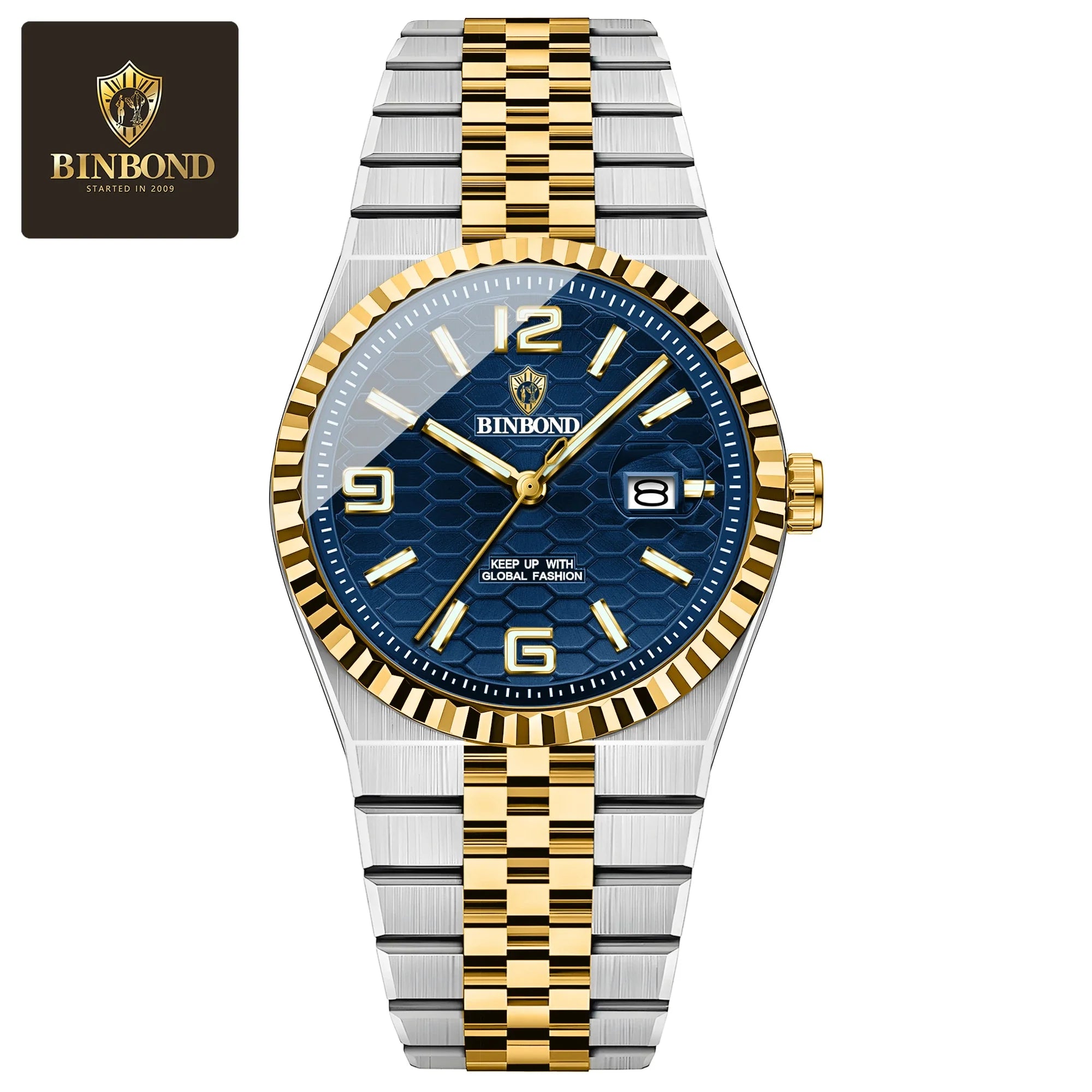BINBOND High Quality Original Men Clock Waterproof Luminous Date Luxury Man Watch Stainless Steel Quartz Men's Watches Male