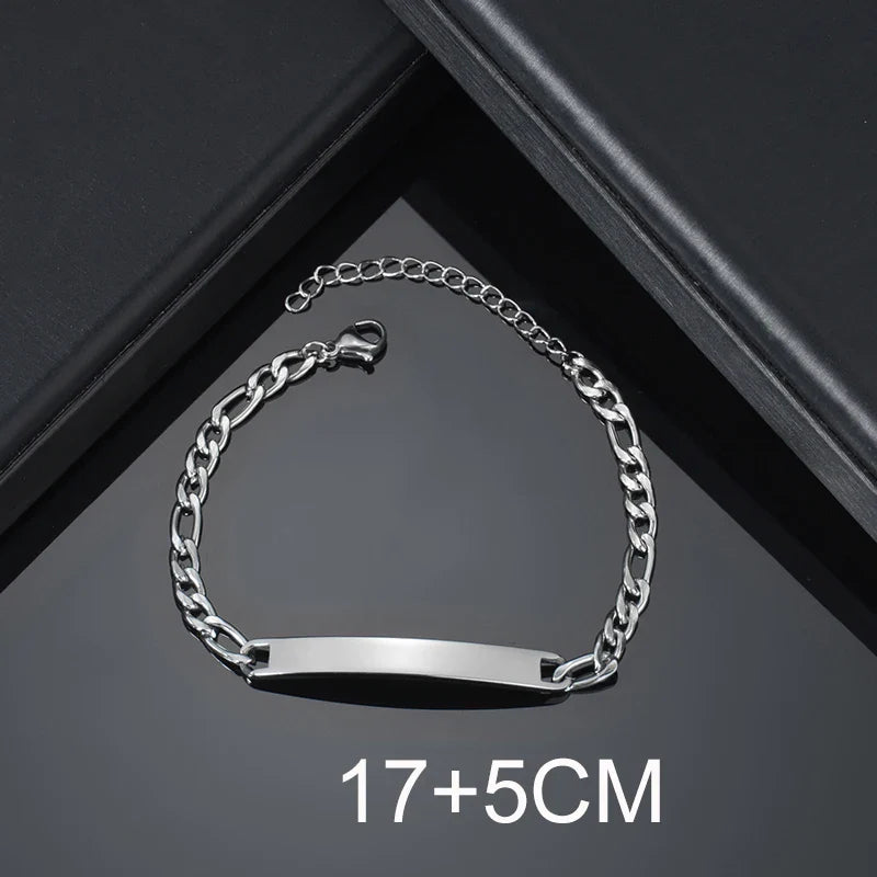 Bluelory Personalized Bracelet For Men  Women Stainless Steel Multi Styles Blank Nameplate Heart Bracelet  Party Jewelry Gift