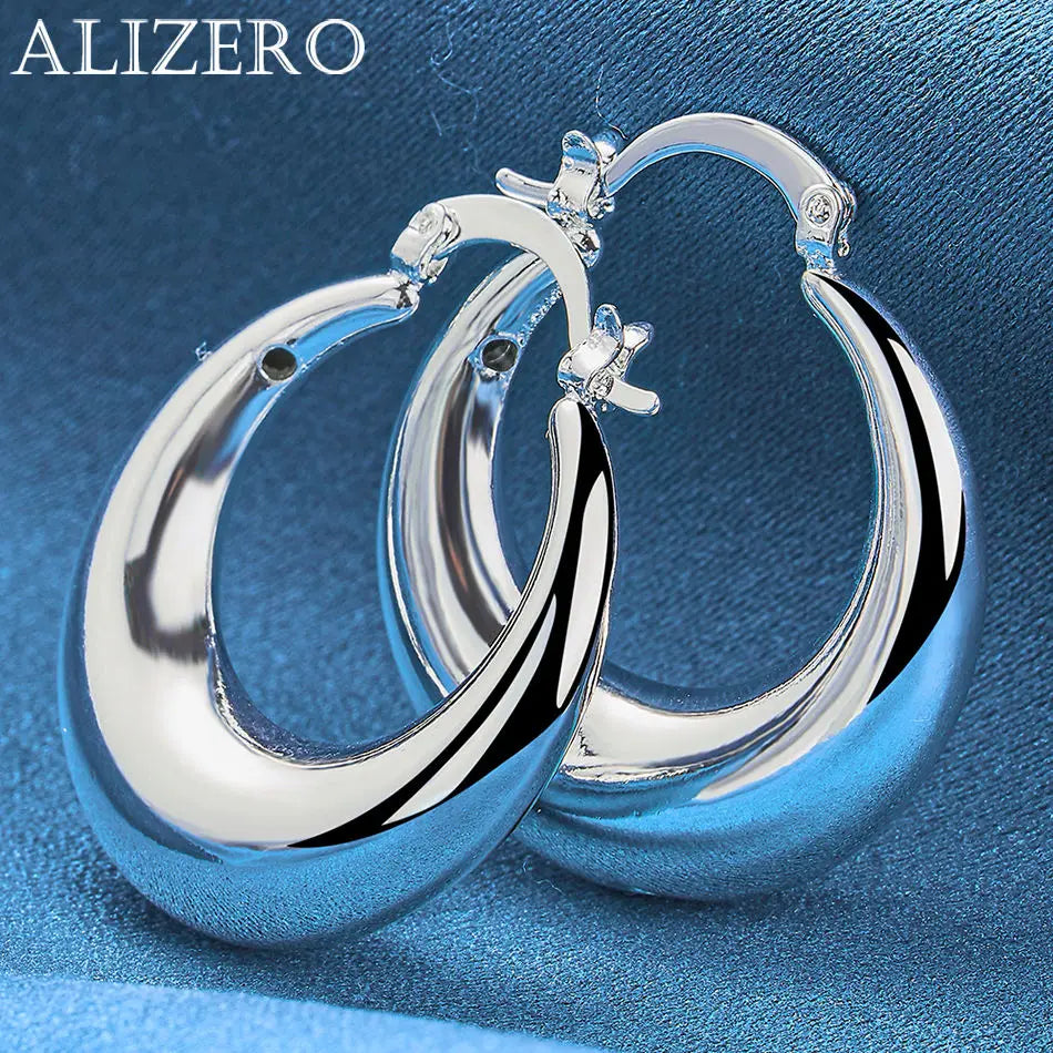 ALIZERO 925 Sterling Silver Earrings Simple Round Circle Hoop Earrings For Woman Fashion Wedding Engagement Charm Jewelry Gifts