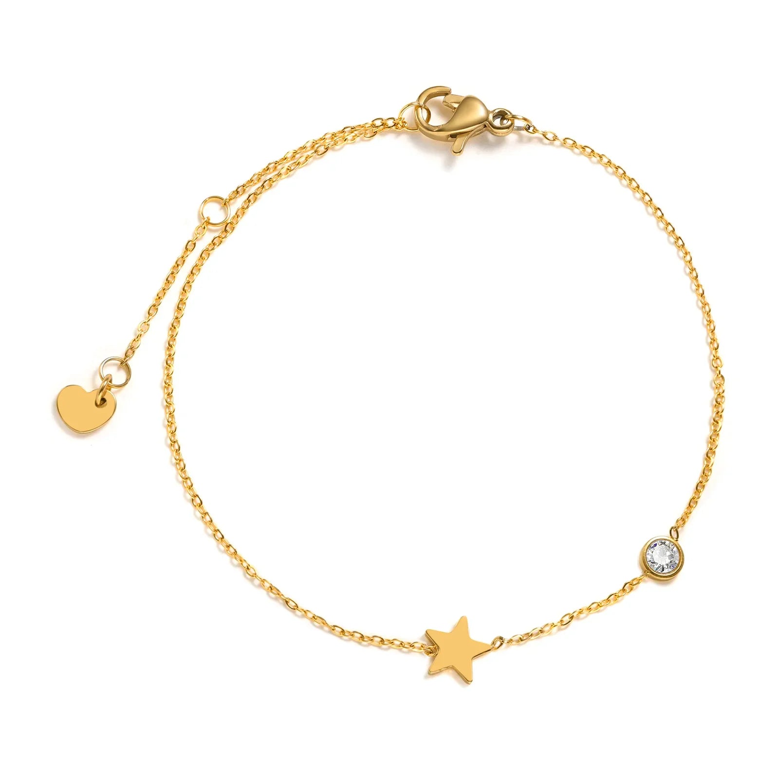 Birthstone Zirconia Thin Chain Link Cross Bracelet Stainless Steel Women's Adjustable Link Stacked Layered Chain Bracelets