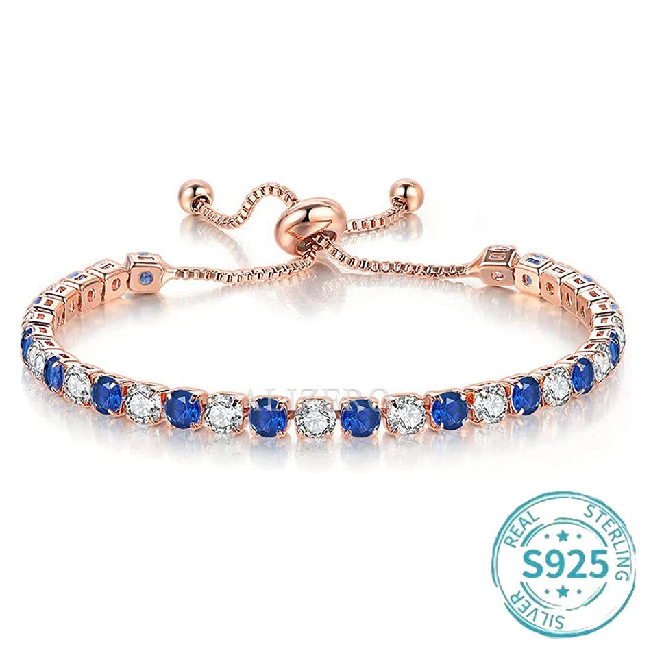 ALIZERO S925 Sterling Silver Bracelet Original Multicolor Zirconia Tennis Bracelets For Women Fashion Luxury Charm Jewelry