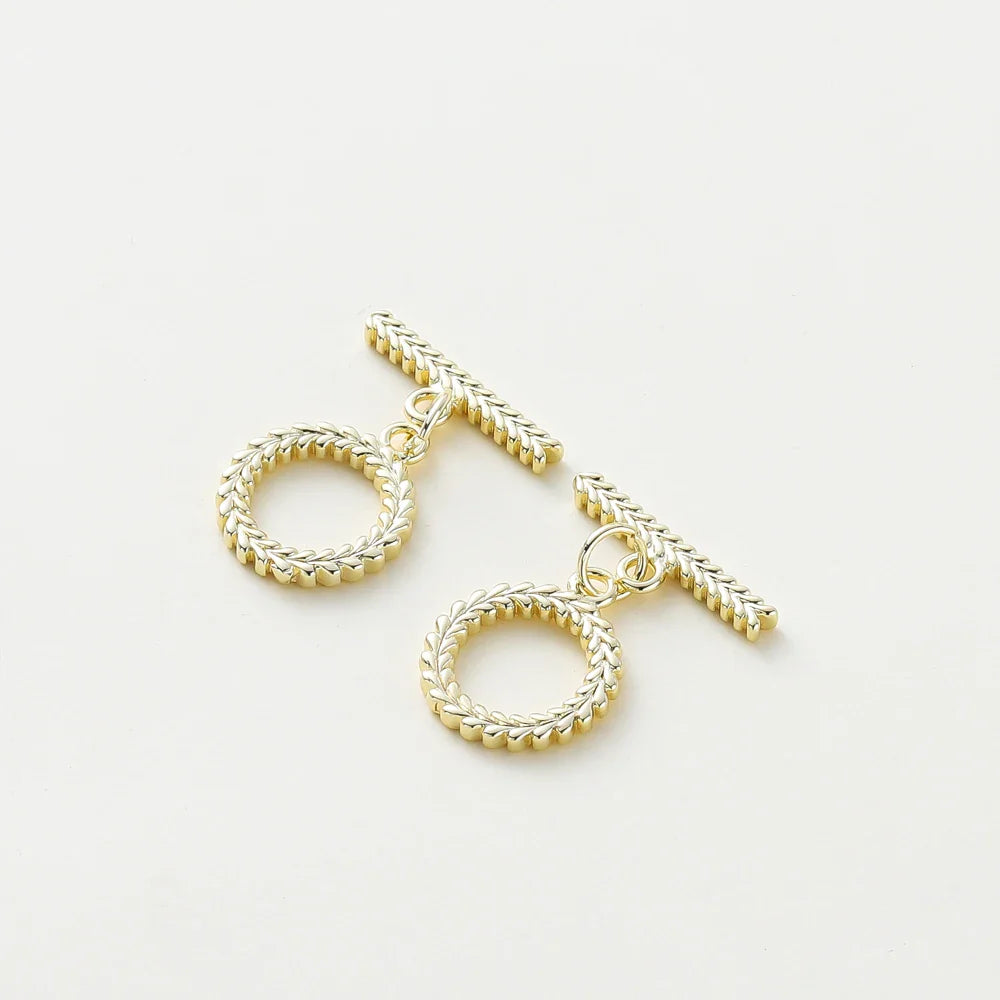 4 Sets 14K/18K Gold Color Plated Brass O Toggle Clasps Connector for DIY Bracelet Necklace Jewelry Making Findings Accessories