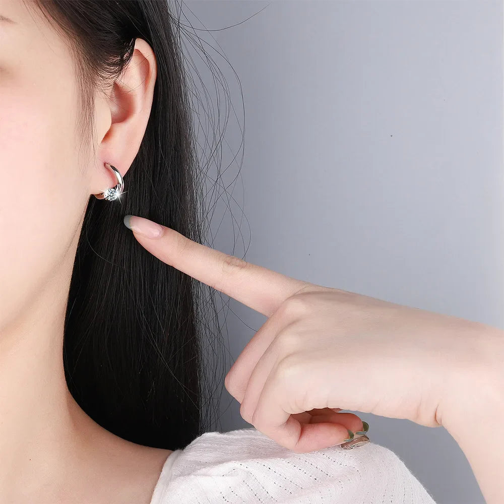 925 Sterling Silver Gold Crystals Simple Earrings For Women Fashion Wedding Luxury Jewelry 2024 Trend
