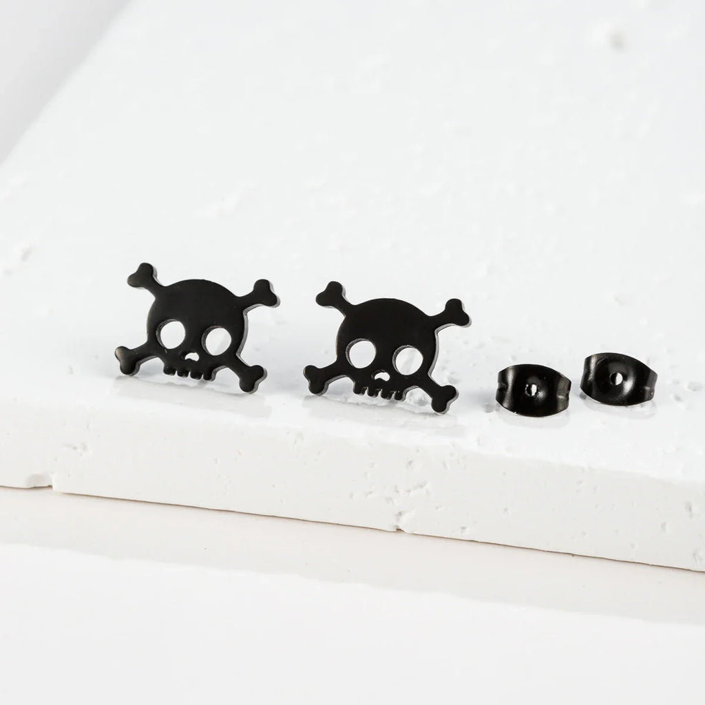 Horror Halloween Bat Spider Trendy Earrings Women 2024 Black Color Stainless Steel Ear Piercing Skull Punk Jewelry Party Gifts