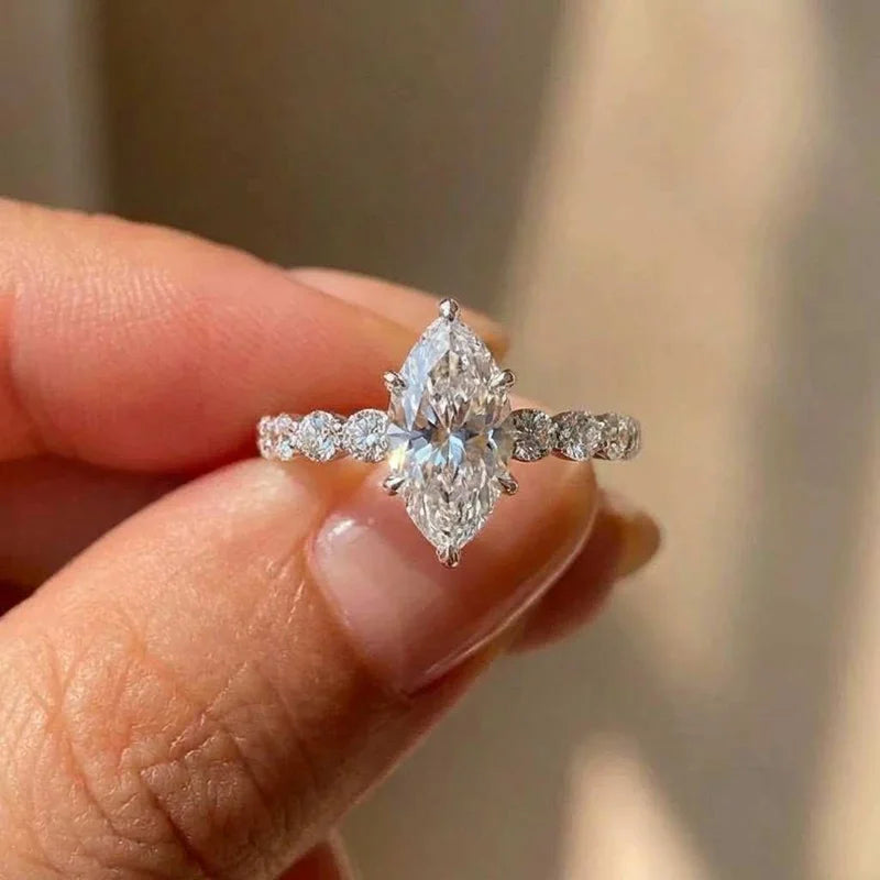 925 Sterling Silver Fashion Classic Marquise Zircon Ring For Women Engagement Wedding Luxury High Quality Fine Jewelry Hot Sales