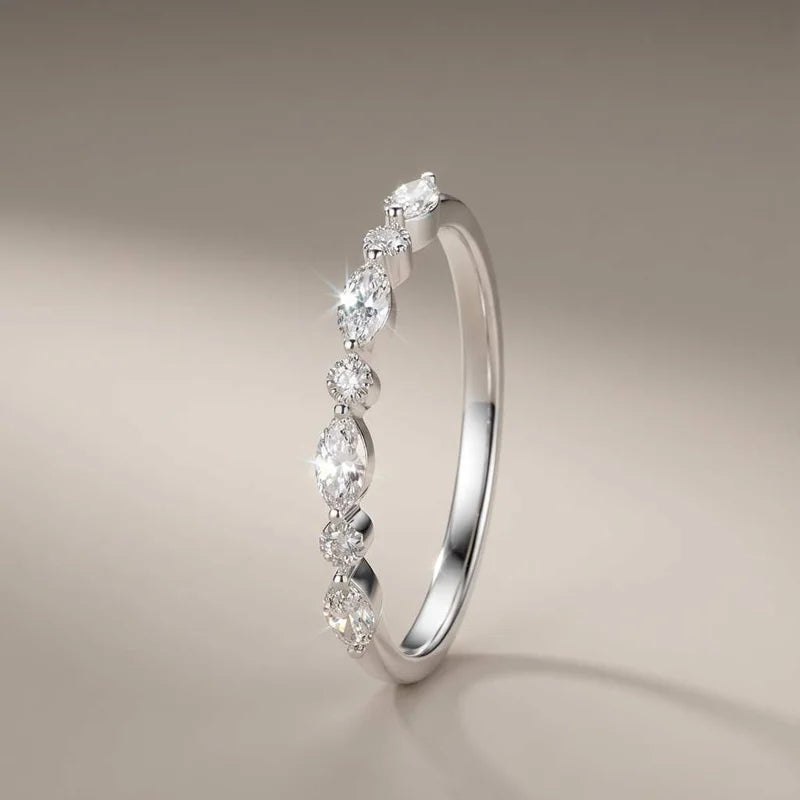 925 Sterling Silver Classic Zircon Marquise Stackable Ring for Women Engagement Wedding Luxury Fashion High Quality Fine Jewelry