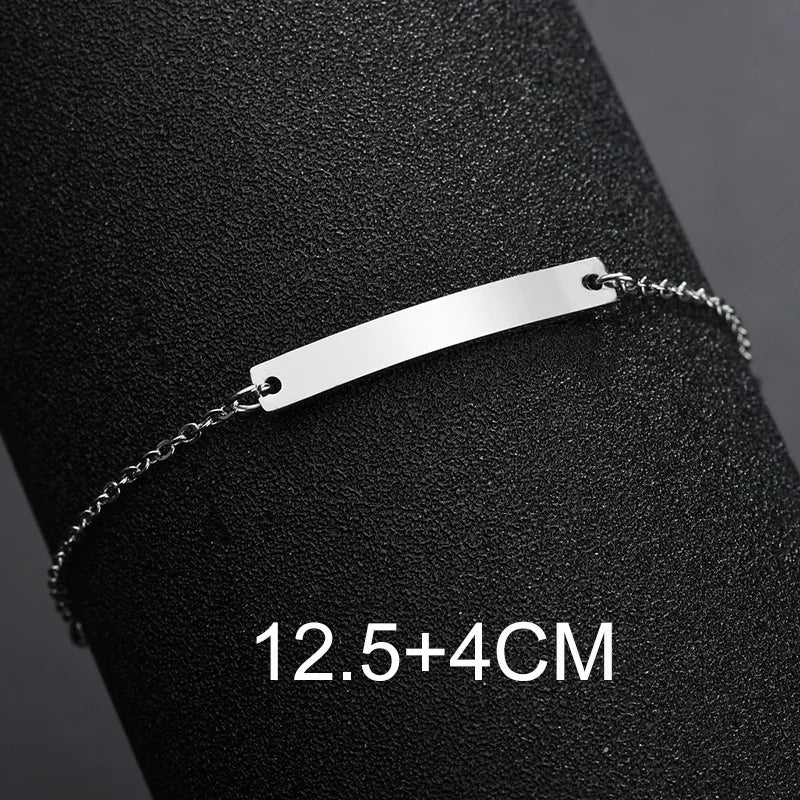Bluelory Personalized Bracelet For Men  Women Stainless Steel Multi Styles Blank Nameplate Heart Bracelet  Party Jewelry Gift