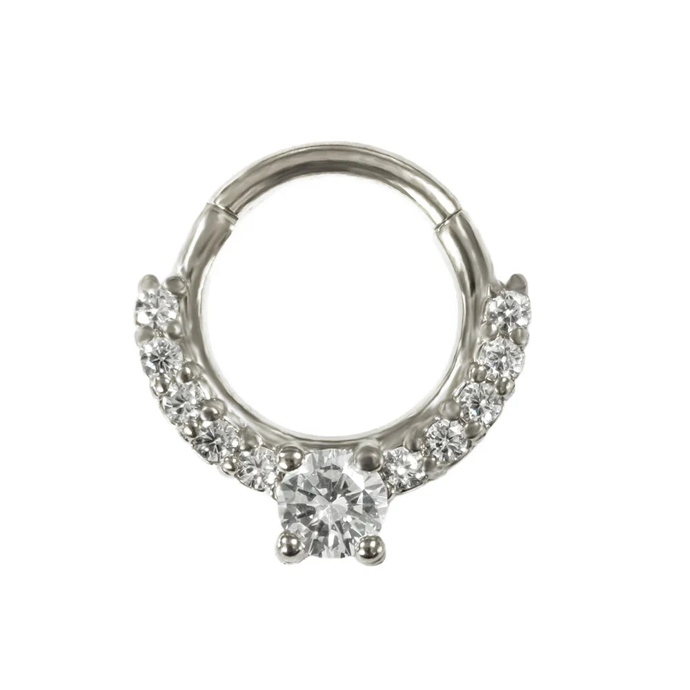 316L Surgical Steel Segment Nose Ring Zircon Septum Clicker Ear Cartilage Helix Daith Hoop Body  Piercing Jewelry