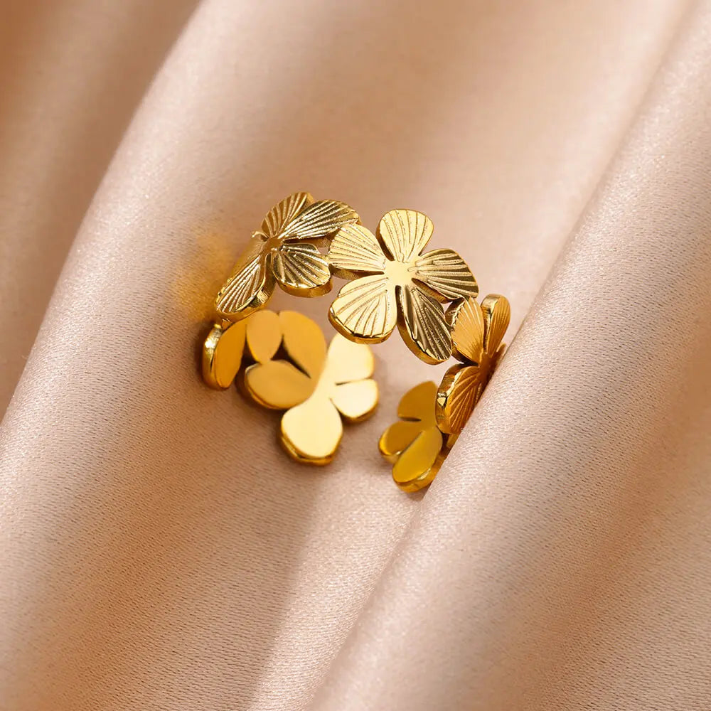 Anti-Stress Rotating Beads Rings for Women Men Gold Color Stainless Steel Double Smooth Beads Finger Ring Party Jewelry Gift