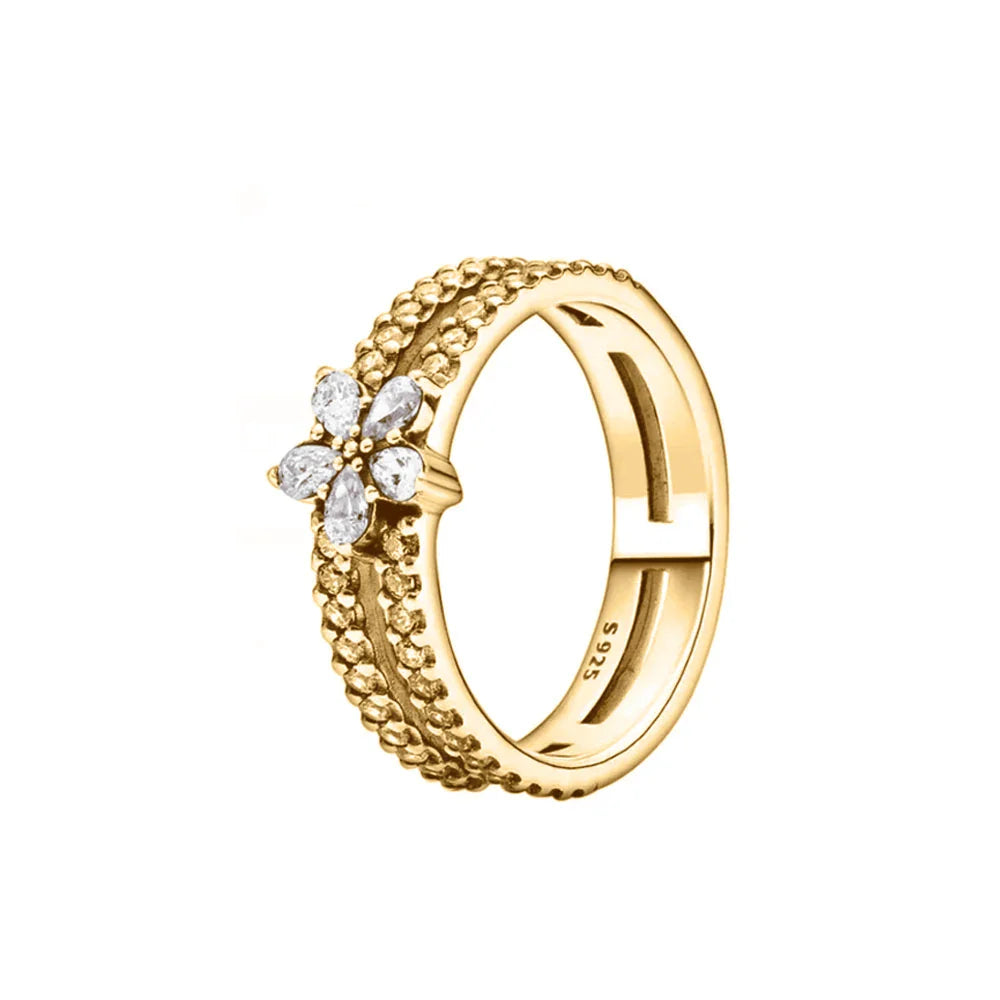 925 Silver Gold Color Heart Stone Rings Ring New Hot Selling Gold Color Rings Suitable For Any Occasion  DIY Birthday Gift