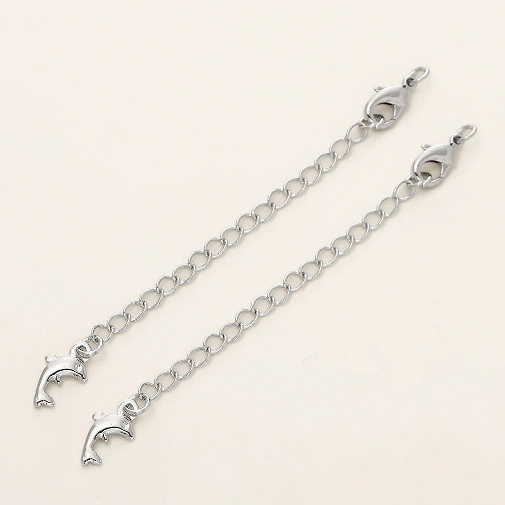 5/10pcs/Pack 14/18K Gold Color Plated Brass Various Extension Chain With Lobster Clasps for DIY Necklace Jewelry Making Findings