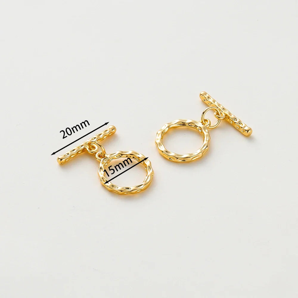 4 Sets 14K/18K Gold Color Plated Brass O Toggle Clasps Connector for DIY Bracelet Necklace Jewelry Making Findings Accessories