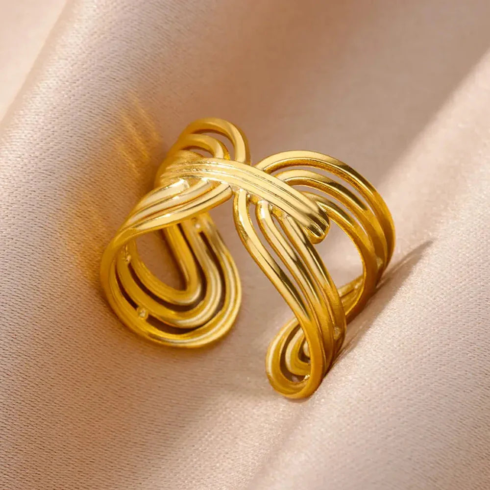 Anti-Stress Rotating Beads Rings for Women Men Gold Color Stainless Steel Double Smooth Beads Finger Ring Party Jewelry Gift
