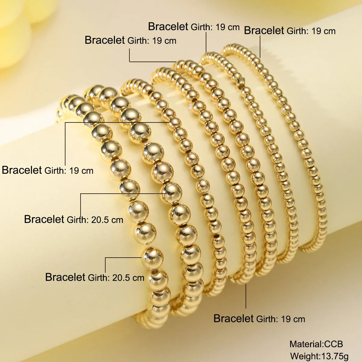 7 Pcs/Set Vintage Handmade Gold Color Beads Bracelets Set Stretch Women Trendy Bracelets Fshion Girls Party Boho Jewelry Gifts