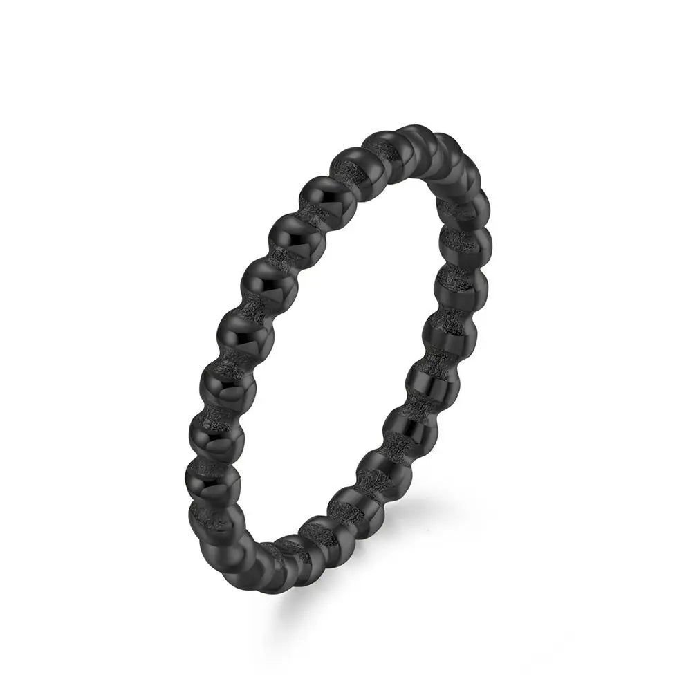 2mm Stainless Steel Stackable Ring Beads Eternity Band for Women Girl Size 5-11