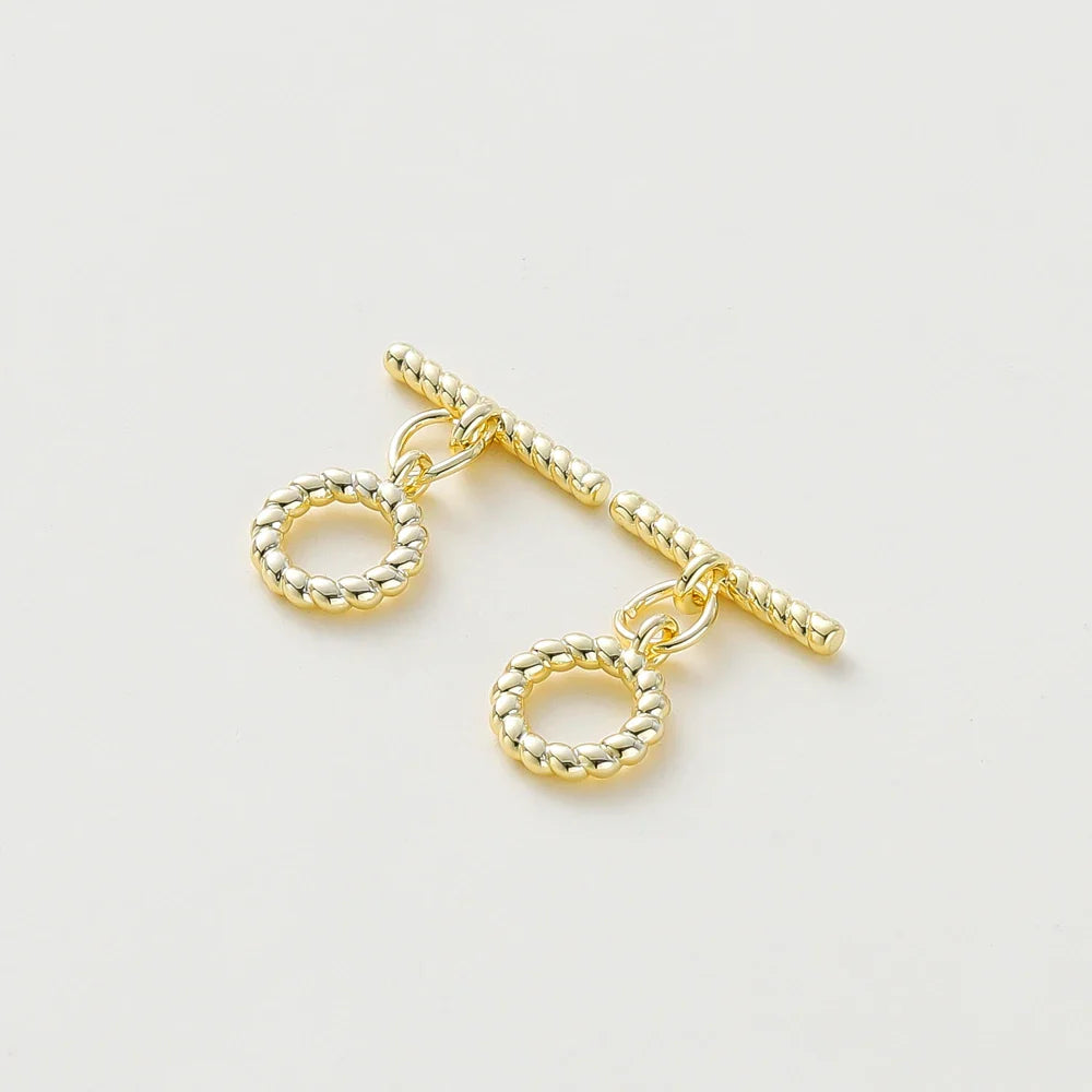4 Sets 14K/18K Gold Color Plated Brass O Toggle Clasps Connector for DIY Bracelet Necklace Jewelry Making Findings Accessories