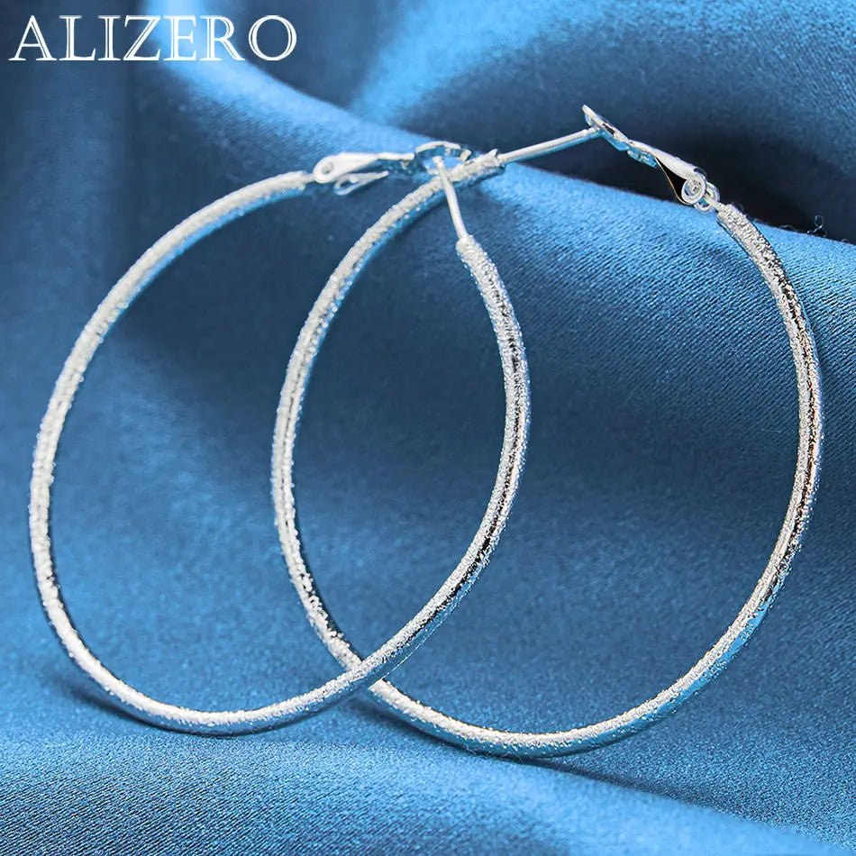 ALIZERO 925 Sterling Silver Earrings Simple Round Circle Hoop Earrings For Woman Fashion Wedding Engagement Charm Jewelry Gifts
