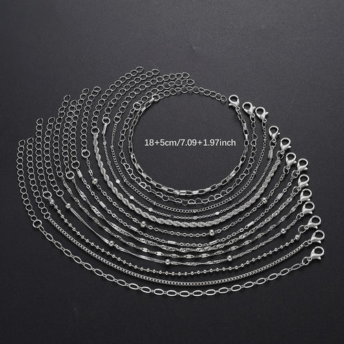 13Pcs/Set Stainless Steel Bracelet for Women, Silver Gold Color Multi Style Combination Chain, Waterproof Exquisite Jewelry Gift