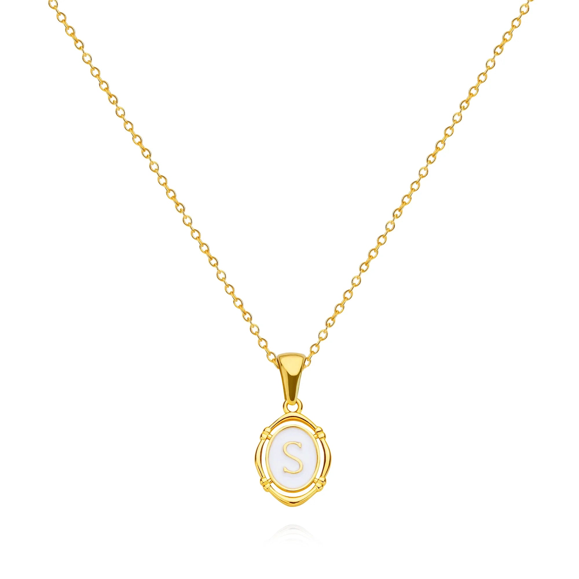 A-Z Letter Initial Enamel Necklace For Women Gold Color Stainless Steel Chain Exquisite Pendant Necklace Fashion Jewelry Gift