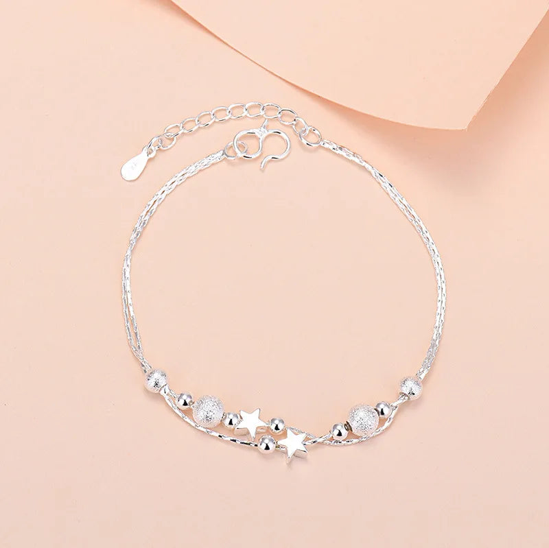 925 Sterling Silver Lucky Bead Charm Bracelets Woman Couple Chain Round Bangles Luxury Jewelry Accessories Wholesale
