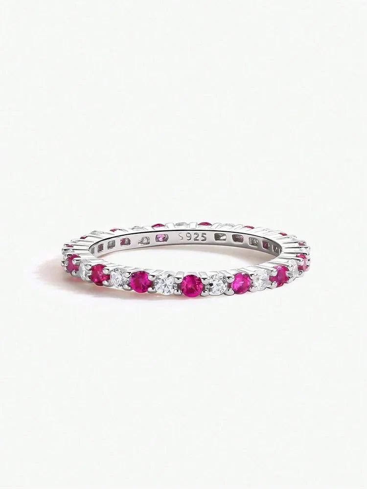 925 Sterling Silver Fashion Shiny 1.4mm Full Zircon Stackable Plain Ring For Women Daily Party Personalized Fine Jewelry