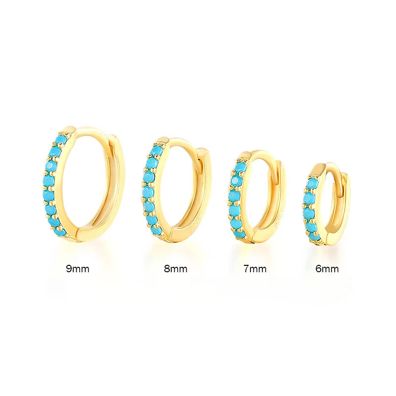 2PCS Stainless Steel Minimal Crystal Zirconia Hoop Earrings Gold Silver Color Small Huggie Cartilage Earring Piercing Jewelry