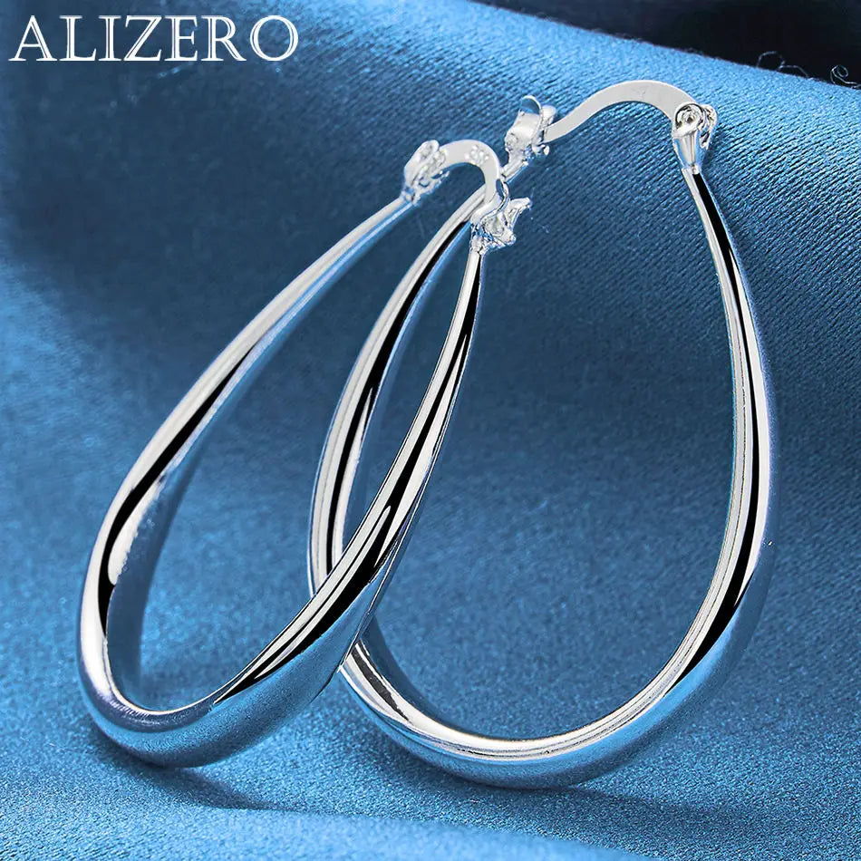 ALIZERO 925 Sterling Silver Earrings Simple Round Circle Hoop Earrings For Woman Fashion Wedding Engagement Charm Jewelry Gifts