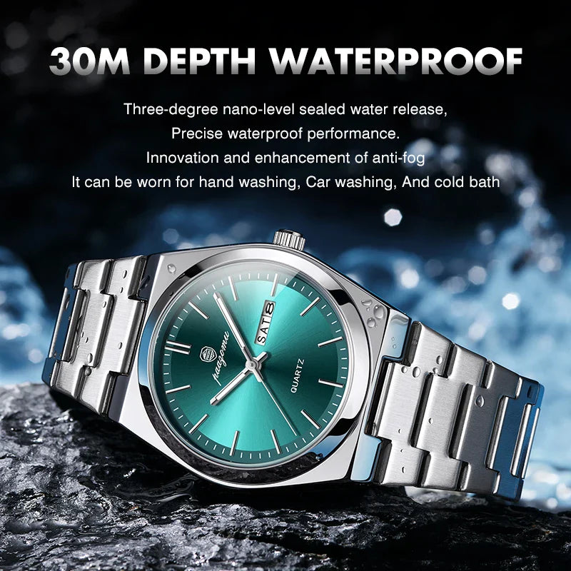 PAAZOMU Fashion Men's Quartz Watch Stainless Steel Waterproof Luminous Man Watch Chronograph Date Multifunction Watches For Men