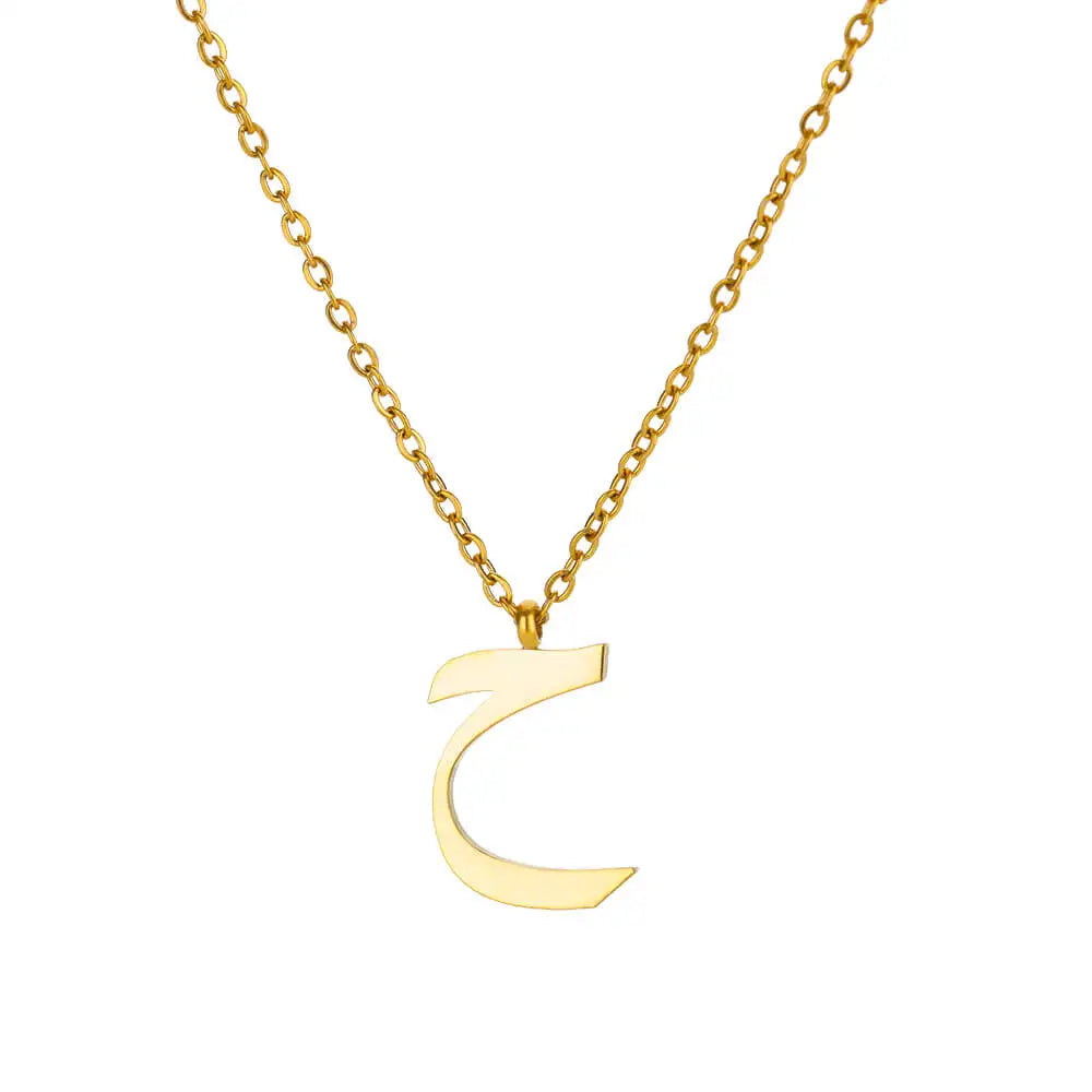 Arabic Letter Name Pendant Necklace For Women Stainless Steel Inital Chain Choker Collar Necklace 2024 Wedding Jewelry bijoux