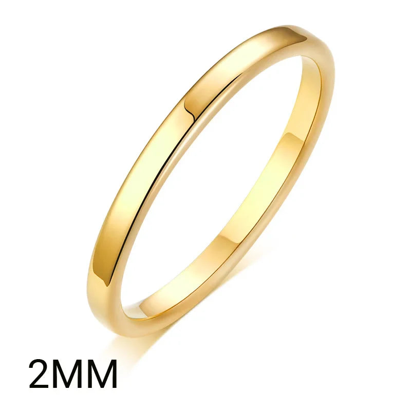 2mm 4mm 6mm 8mm Stainless Steel Wedding Ring for Women Flat Finger Rings Fashion Bijoux Femme Engagement Jewelry