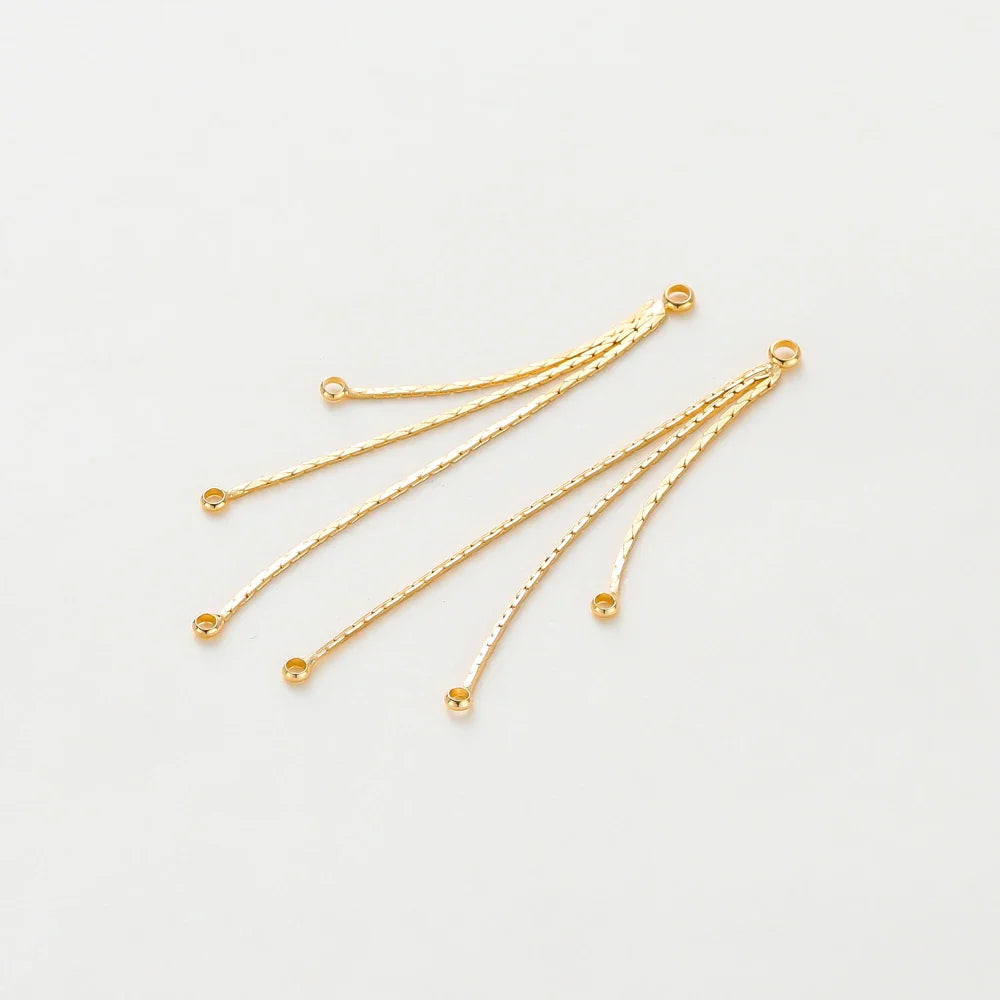 4Pcs/Lot 58mm 14K/18K Gold Color Plated Brass Chain Tassel Charms for DIY Earrings Jewerly Making Findings Accessories