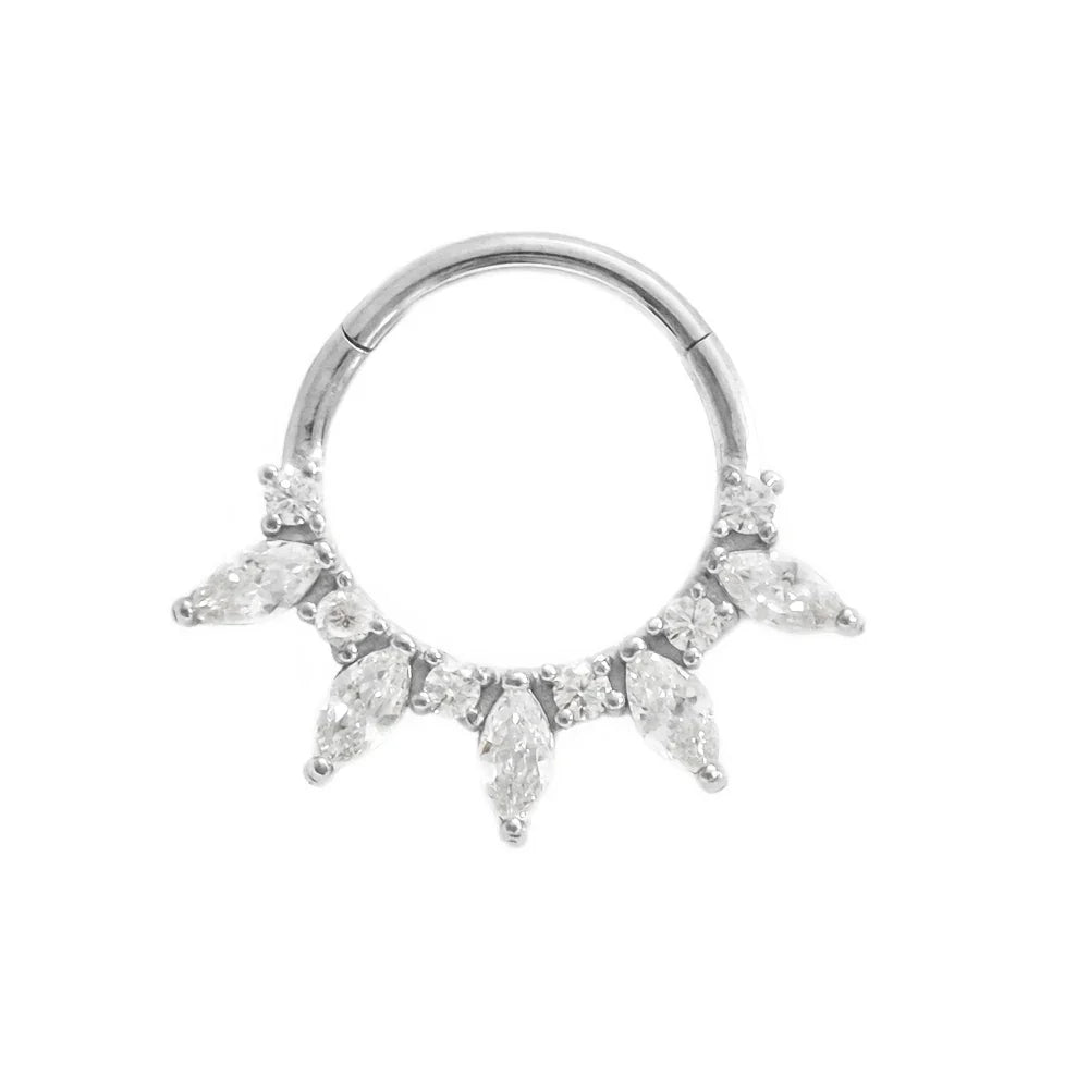 316L Surgical Steel Segment Nose Ring Zircon Septum Clicker Ear Cartilage Helix Daith Hoop Body  Piercing Jewelry