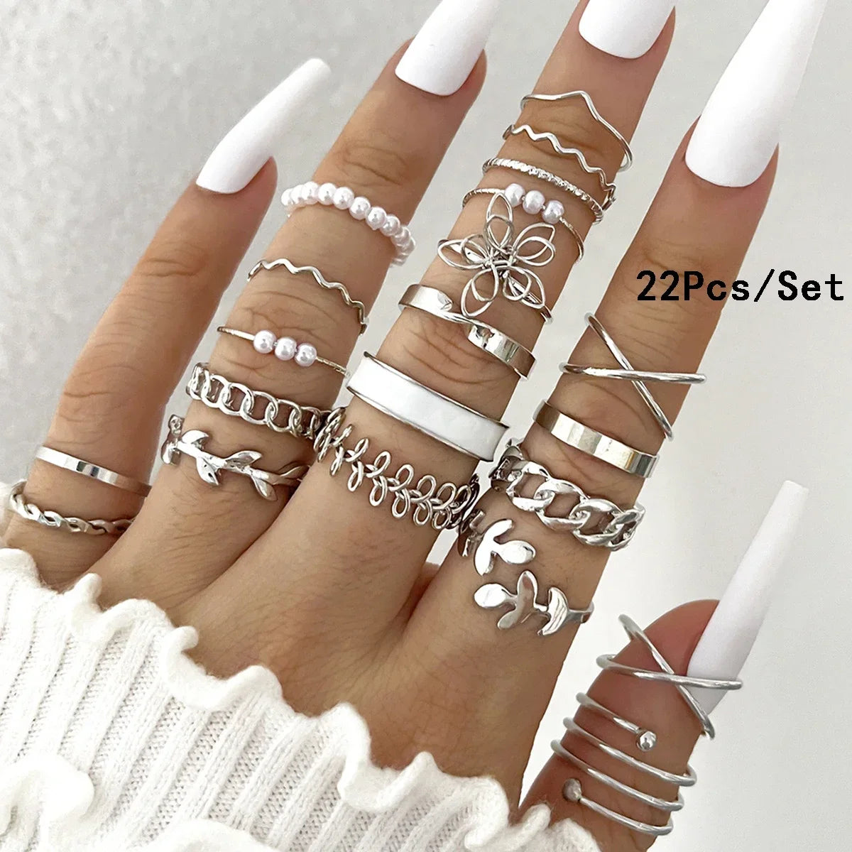 28Pcs Fashion Geometric Knuckle Rings Set For Women Crystal Heart Gold Silver Color Rings Girls  Party Jewelry Accessories