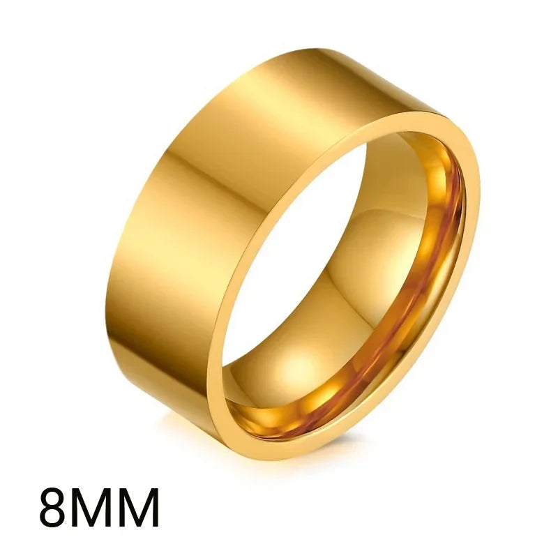 2mm 4mm 6mm 8mm Stainless Steel Wedding Ring for Women Flat Finger Rings Fashion Bijoux Femme Engagement Jewelry