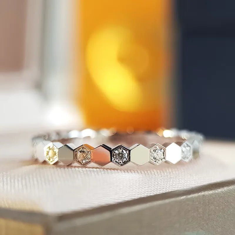 925 Sterling Silver Vintage Geometric Shape Zircon Rings For Women Gift Match Daily Party High Quality Fine Jewelry Accessories