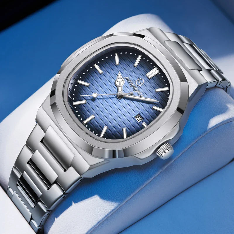 2026 New Luxury Military Man Watch Square Waterproof Luminous Date Week Men Watch Stainless Steel Quartz Men's Watches Reloj+box