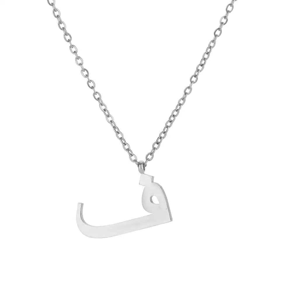 Arabic Letter Name Pendant Necklace For Women Stainless Steel Inital Chain Choker Collar Necklace 2024 Wedding Jewelry bijoux