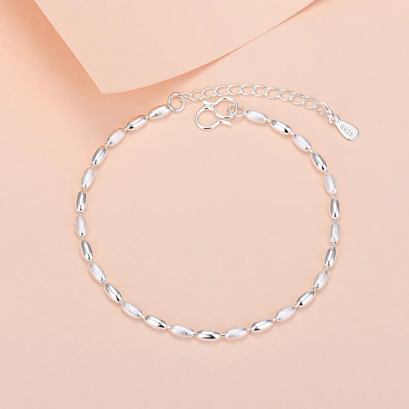 925 Sterling Silver Lucky Bead Charm Bracelets Woman Couple Chain Round Bangles Luxury Jewelry Accessories Wholesale
