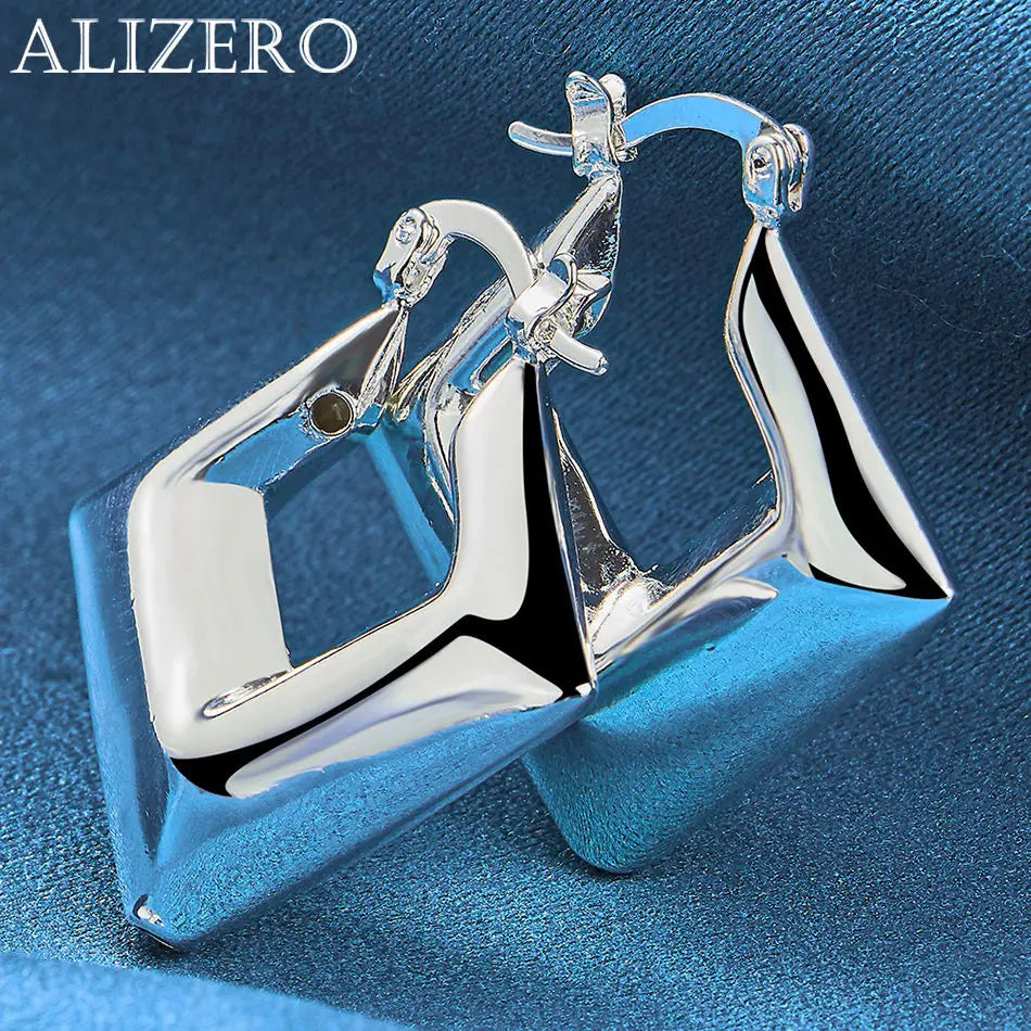 ALIZERO 925 Sterling Silver Earrings Simple Round Circle Hoop Earrings For Woman Fashion Wedding Engagement Charm Jewelry Gifts
