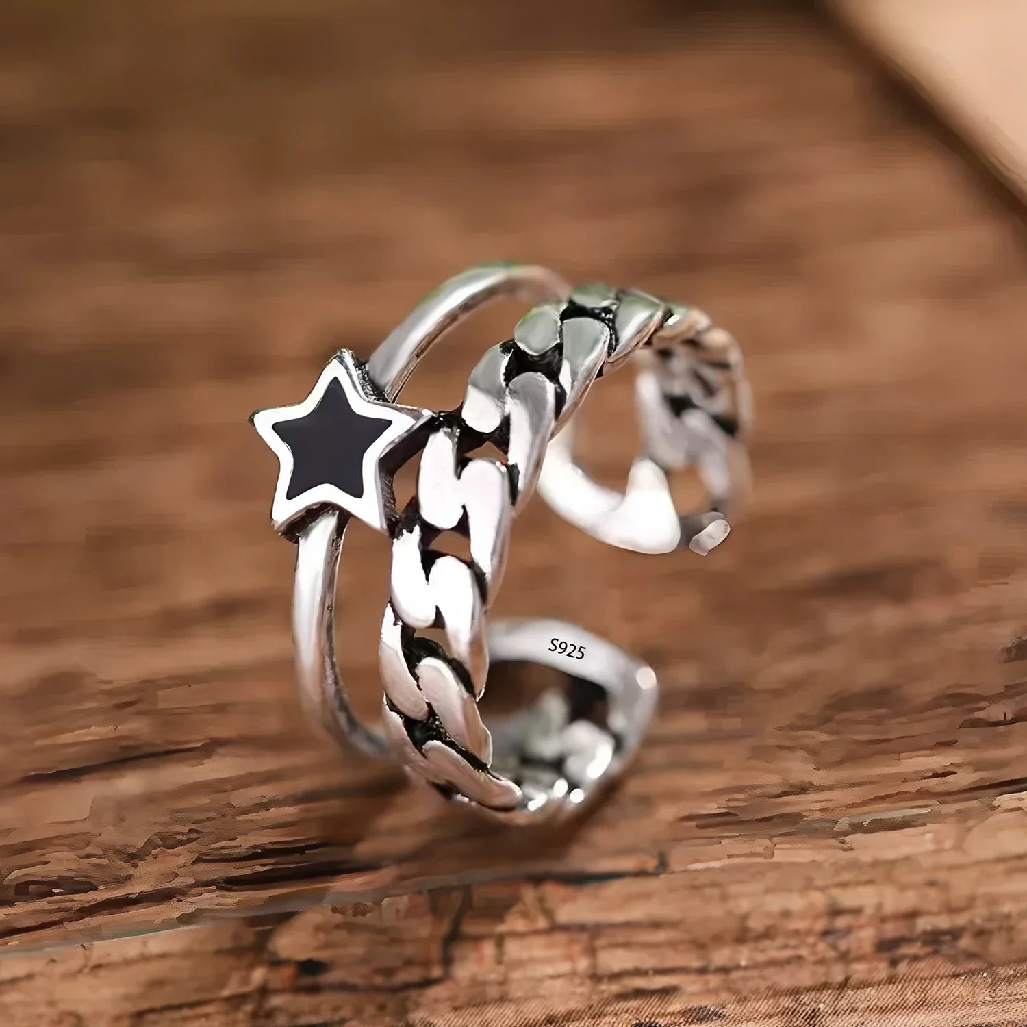 925 Sterling Silver Chain Knot Ring For Women Wrap Wide Band Rock Geometry Punk Jewelry Gift Wholesale Dropshipping