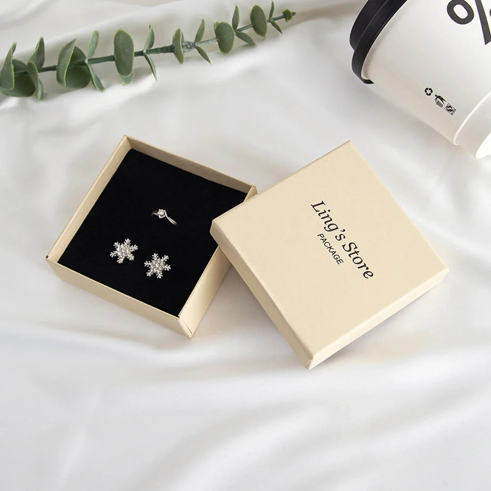 24Pcs Personalized Logo Jewelry Paper Gift Box Wedding Favors Ring Earring Necklace Pendant Bracelet Stud Bag Storage Packaging