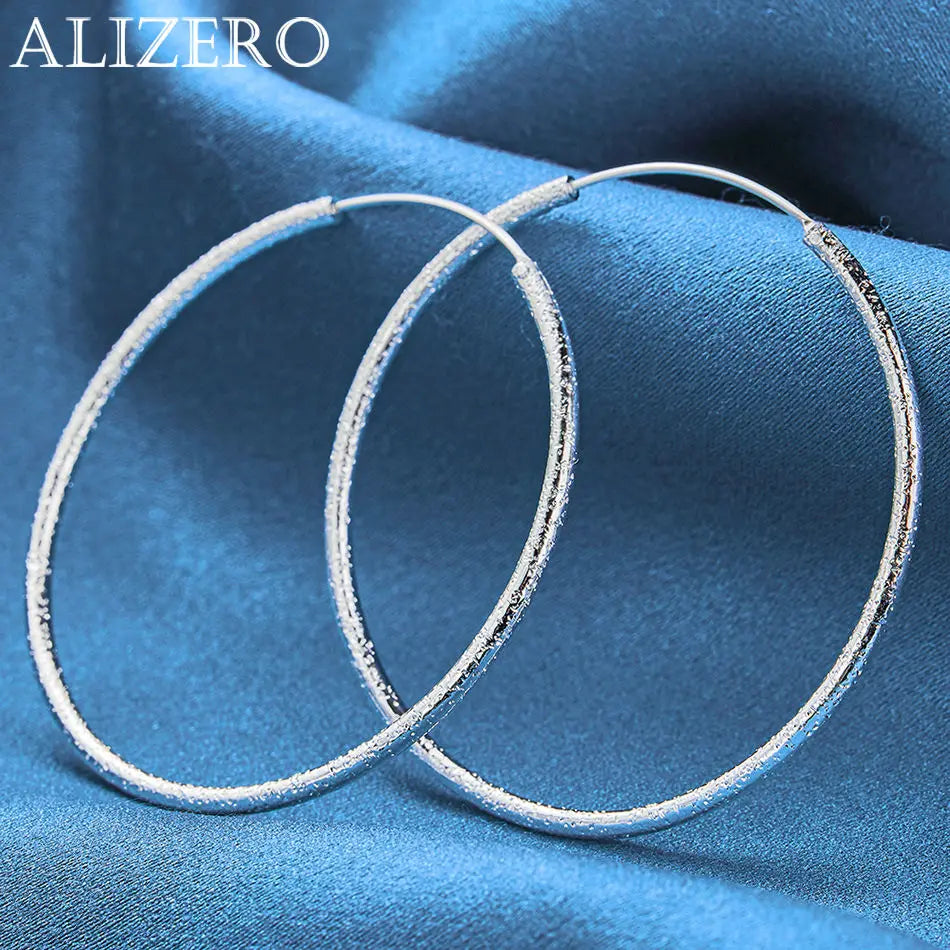 ALIZERO 925 Sterling Silver Earrings Simple Round Circle Hoop Earrings For Woman Fashion Wedding Engagement Charm Jewelry Gifts