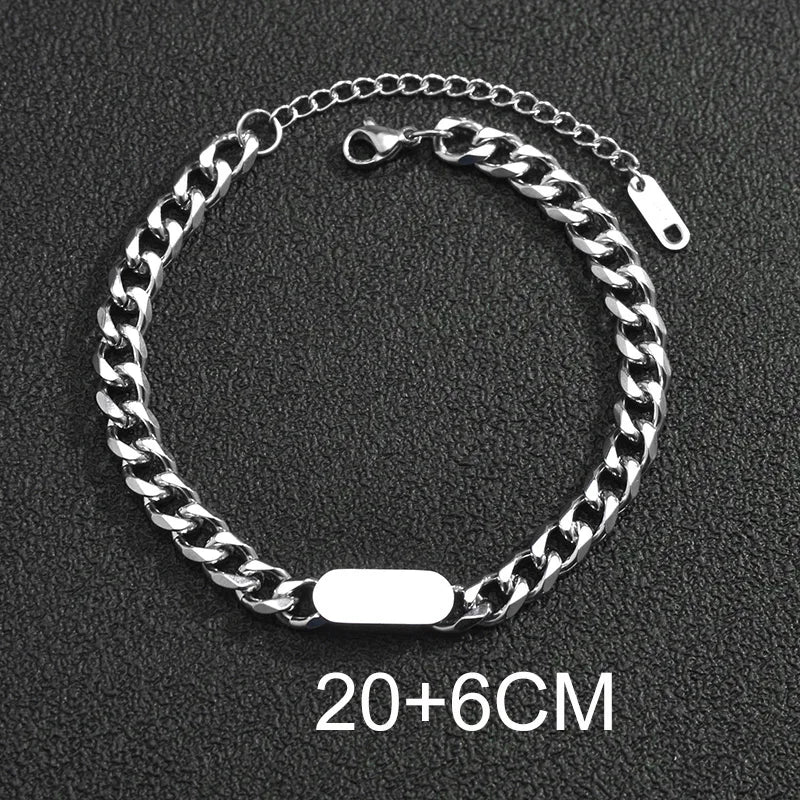 Bluelory Personalized Bracelet For Men  Women Stainless Steel Multi Styles Blank Nameplate Heart Bracelet  Party Jewelry Gift