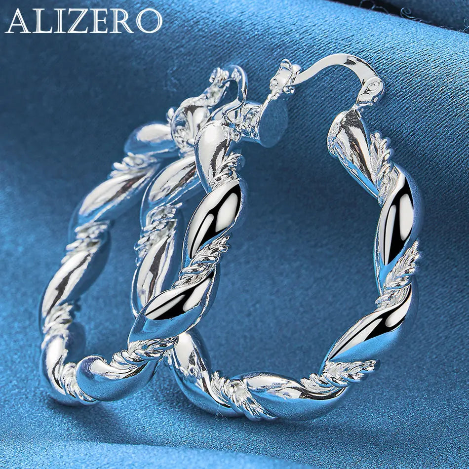 ALIZERO 925 Sterling Silver Earrings Simple Round Circle Hoop Earrings For Woman Fashion Wedding Engagement Charm Jewelry Gifts