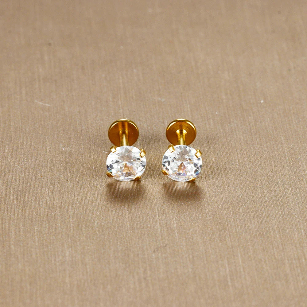2PC Labret Tragus Stud Earrings 16G Surgical Stainless Steel CZ Crystal  Monroe Helix Cartialge Conch Medusa Lip Body Piercing